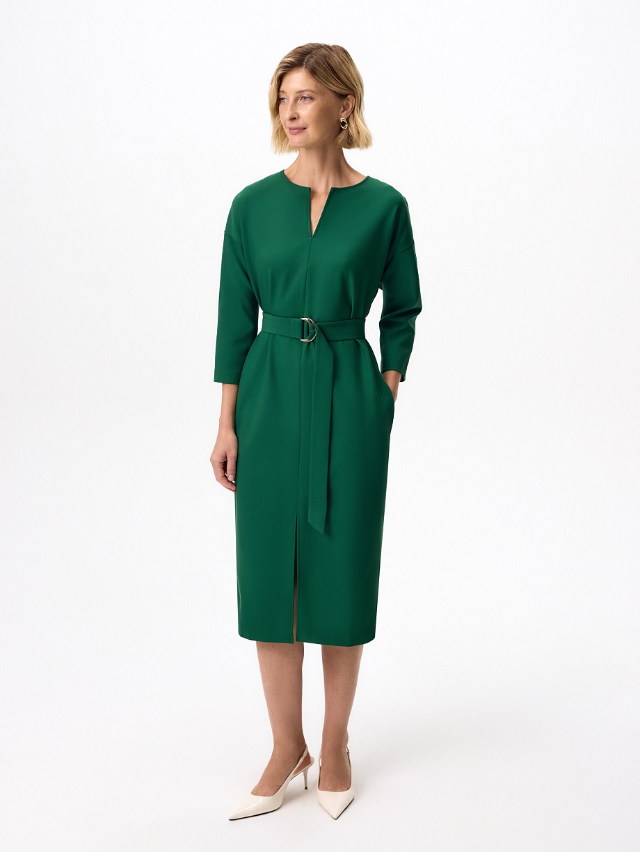 Платье- миди из костюмной ткани