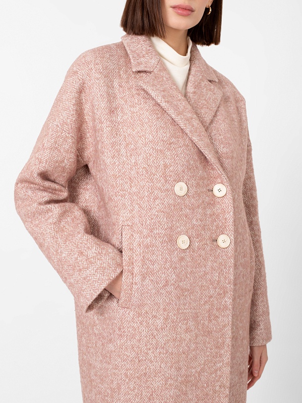 Пальто-кокон твидовое с мембраной