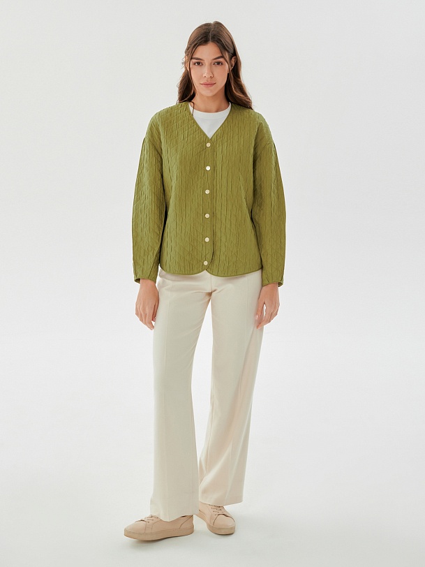 Объёмный жакет из фактурной костюмной ткани