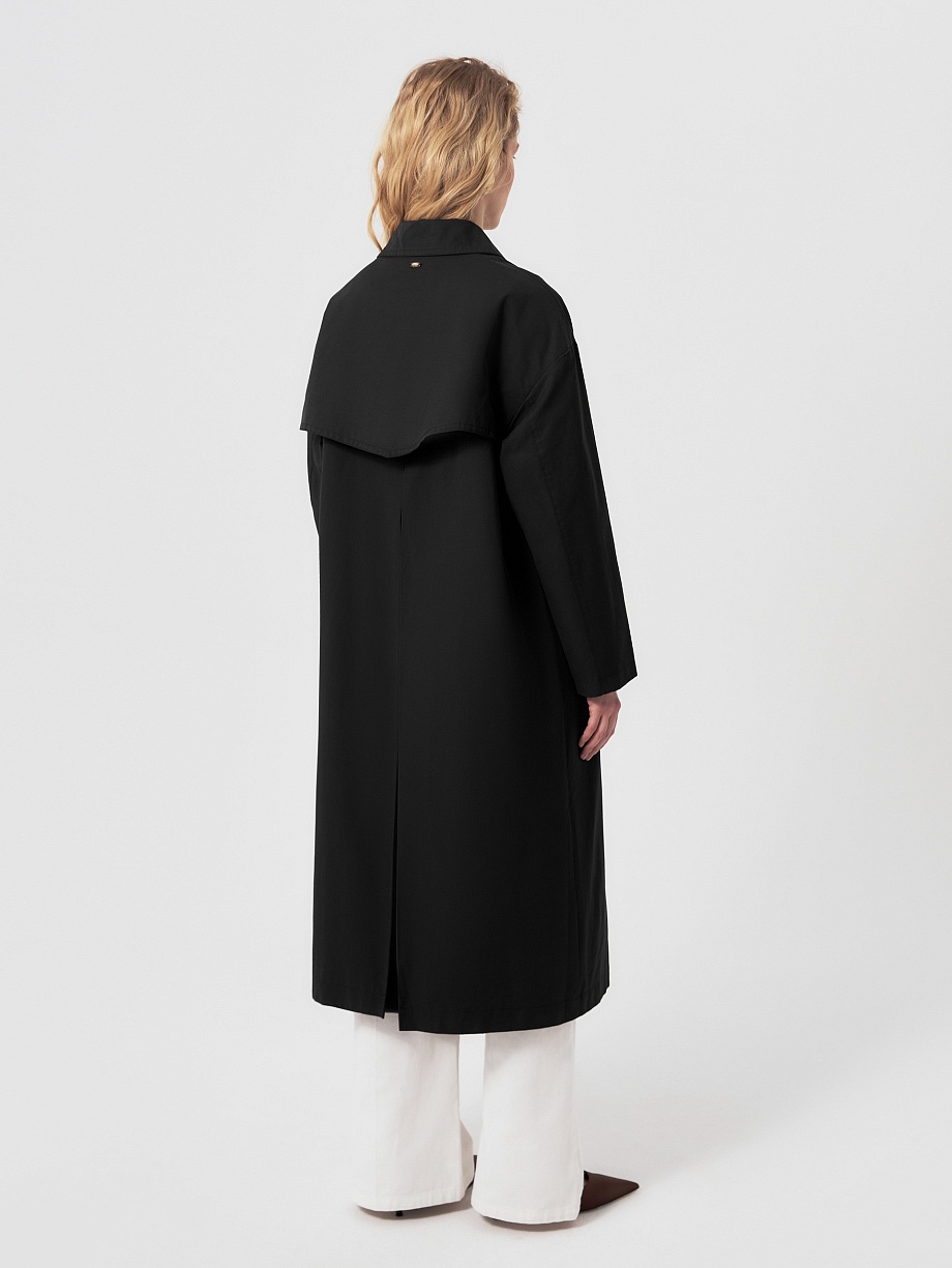 Непромокаемый хлопковый плащ силуэта трапеция