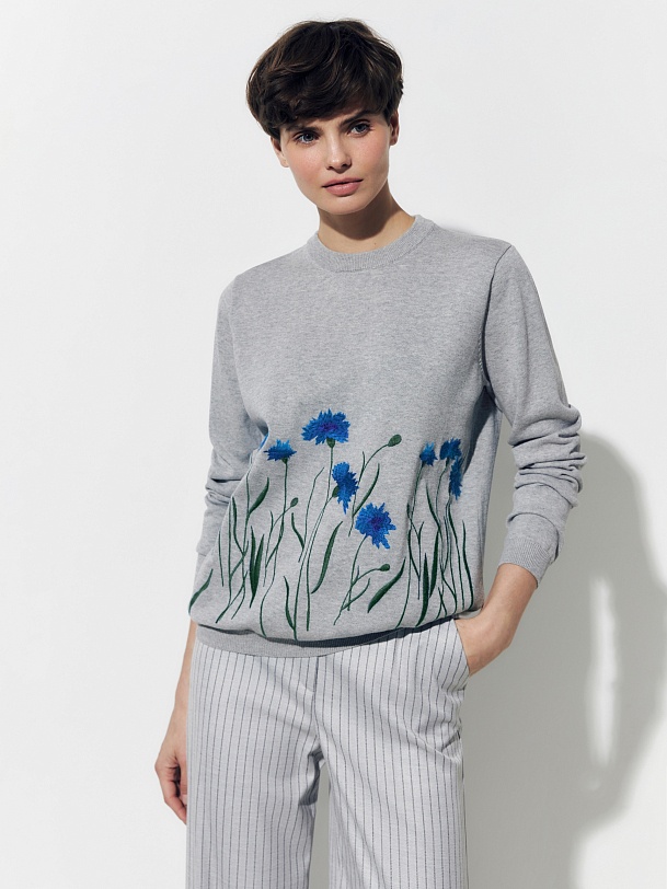 Джемпер из хлопка с вышивкой