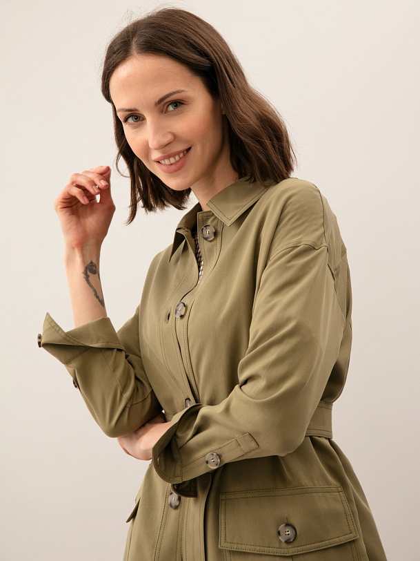 Жакет женский зеленый с поясом