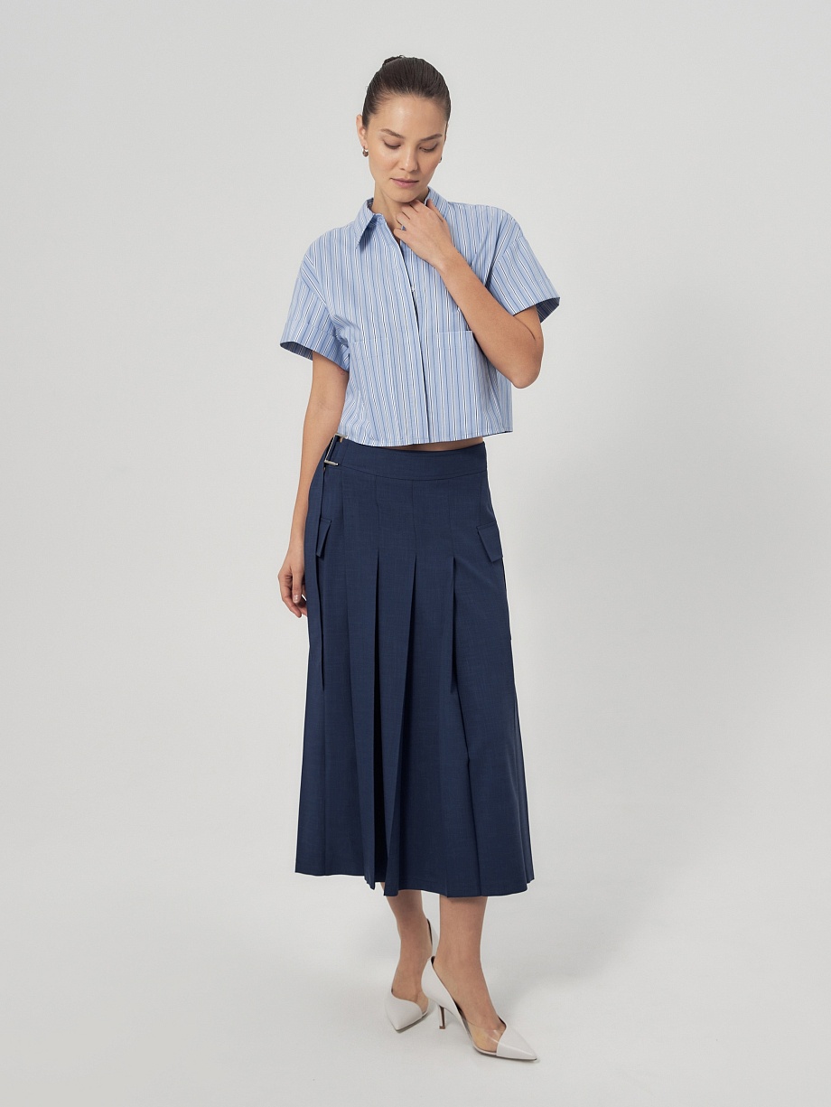 Свободная укороченная рубашка в полоску