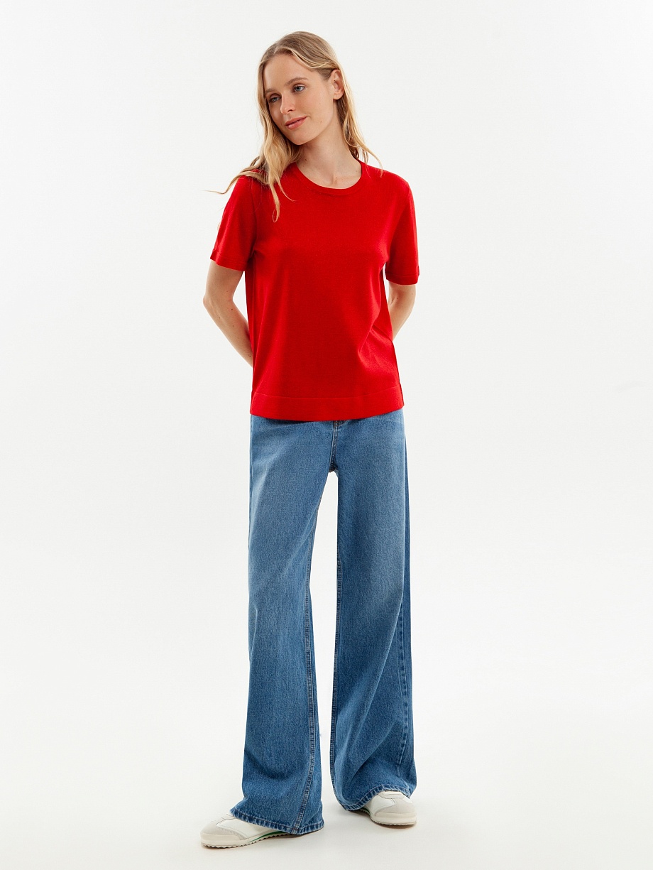 Трикотажный джемпер с коротким рукавом