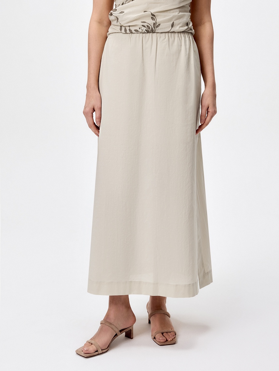 Летняя юбка макси из 100% хлопка с разрезами