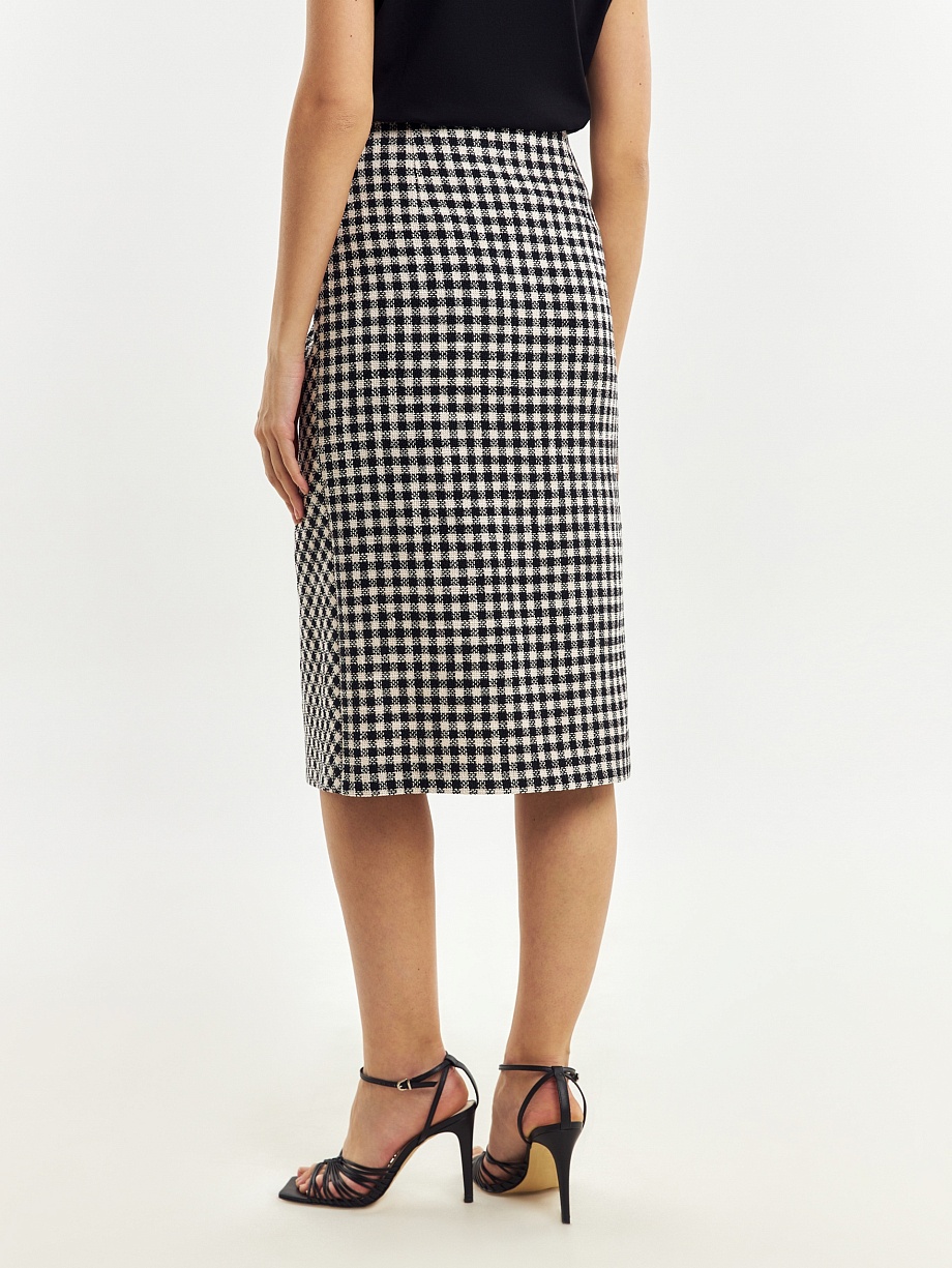 Юбка-миди с имитацией запаха из твидовой ткани