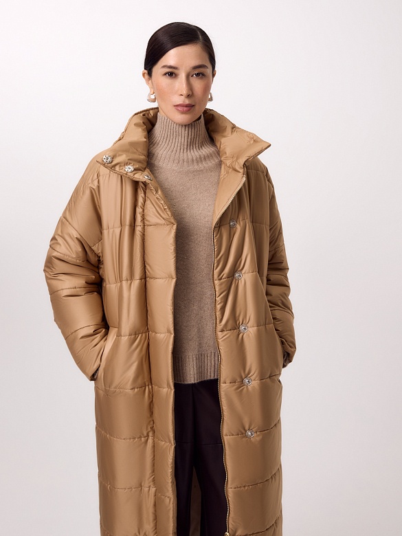 Утепленное стеганое женское пальто с мембраной POMPA арт.1013750i60007