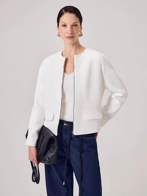 Укороченный жакет  из фактурного жаккарда