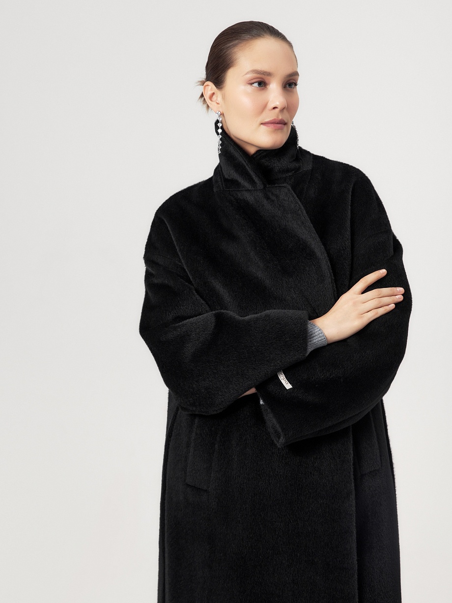 Пальто из шерсти Альпака Беби Сури с мембраной и утеплённой спинкой