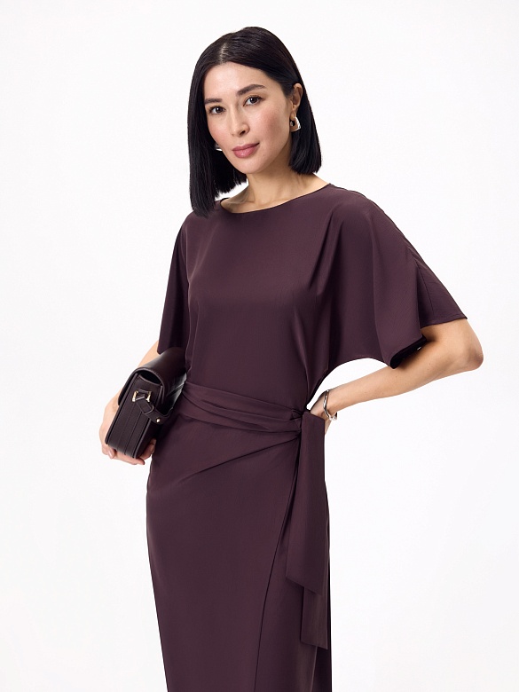 Платье миди из жатого матового атласа POMPA арт.4130430dr1375