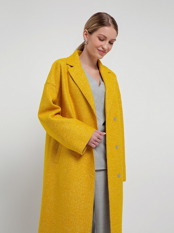 Двубортное шерстяное пальто прямого силуэта