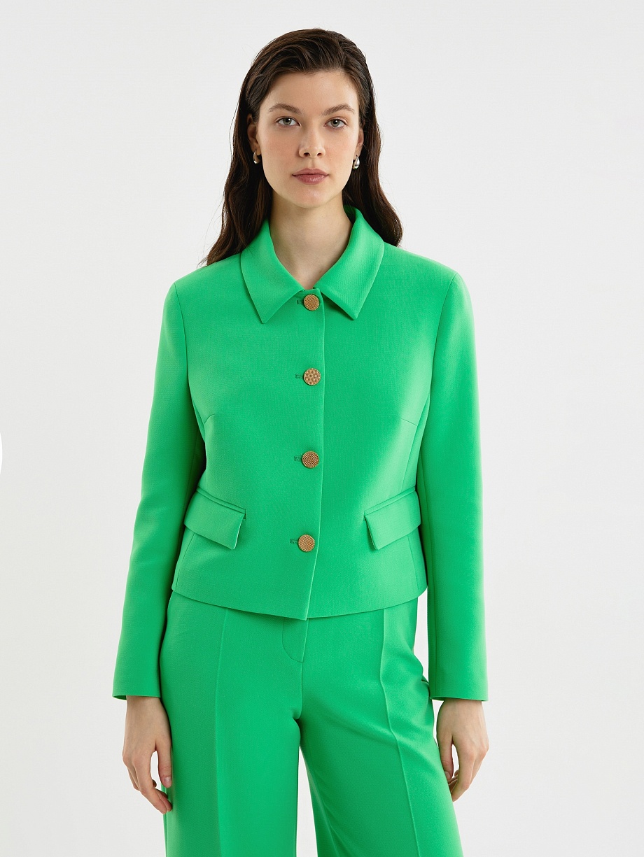 Укороченный жакет из вискозной костюмной ткани