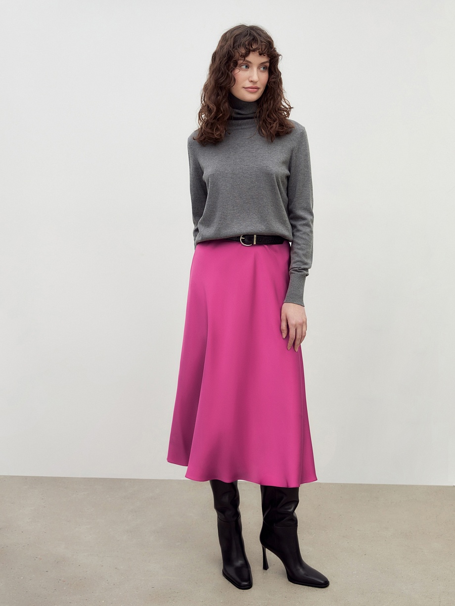 Яркая струящаяся юбка миди на эластичном поясе