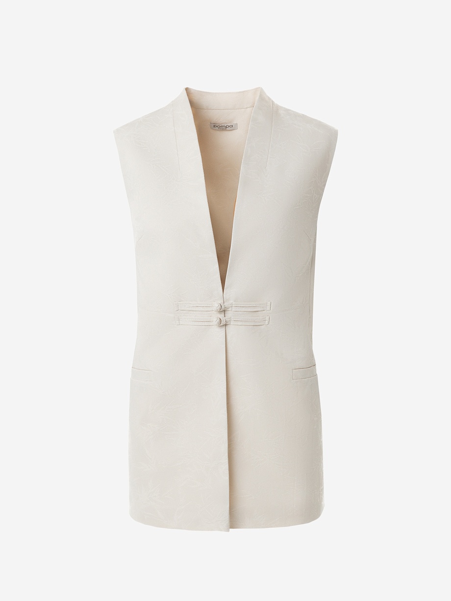 Жилет удлиненный из вискозной атласной ткани