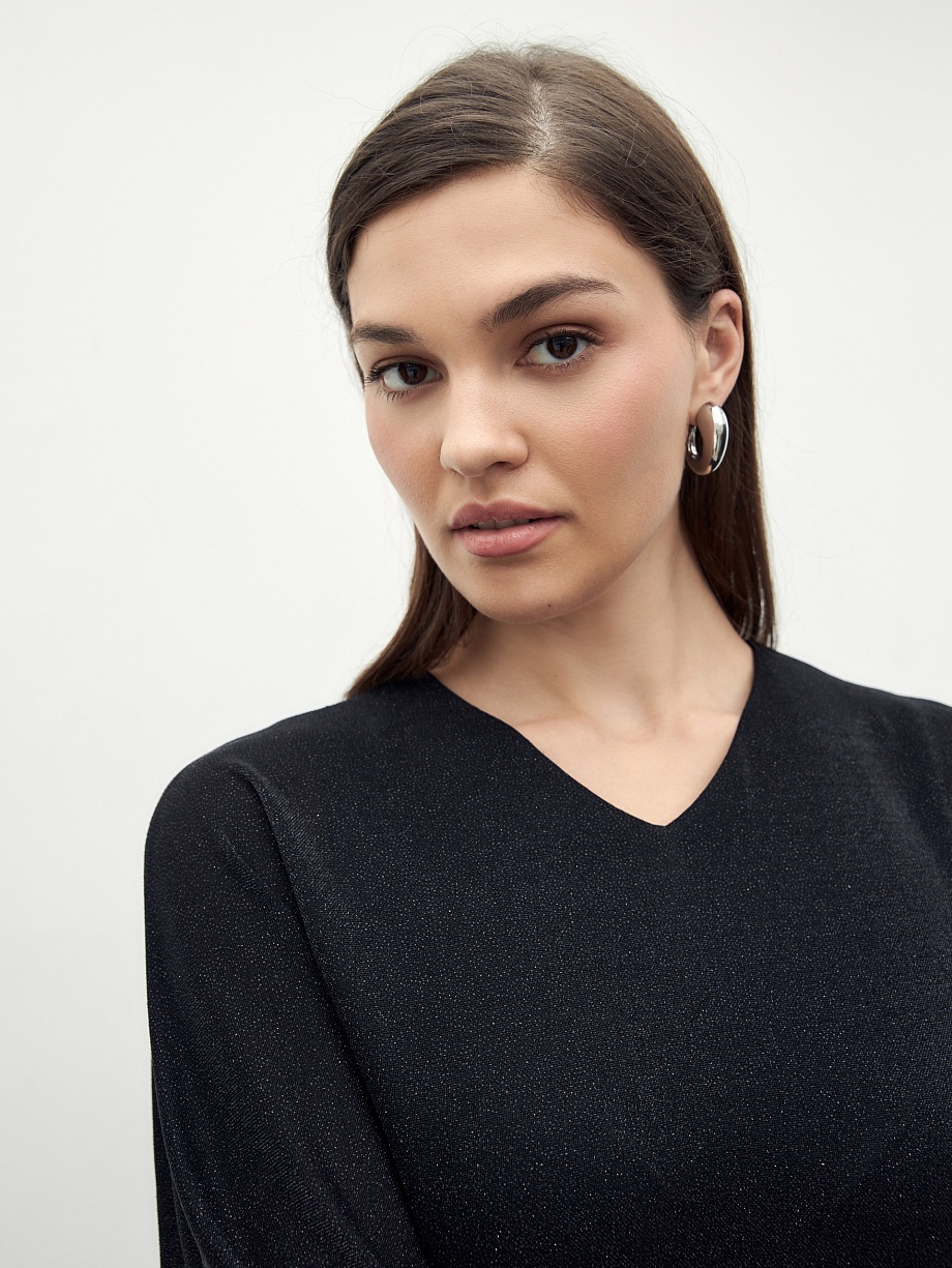 Асимметричное платье из мерцающего трикотажа