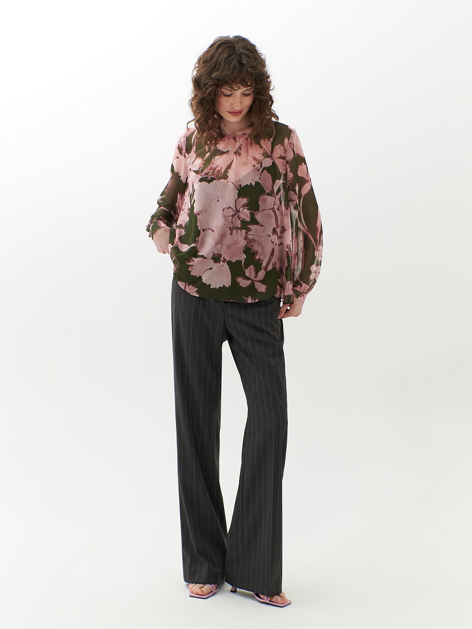 Свободная  блуза из принтованного шифона