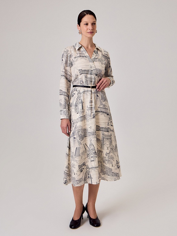 Платье из 100% тенселя с петербургским принтом POMPA арт.3138291se0790