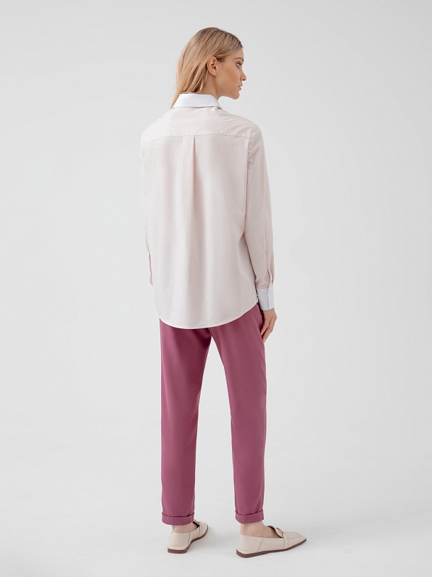 Удлиненная блузка в тонкую полоску