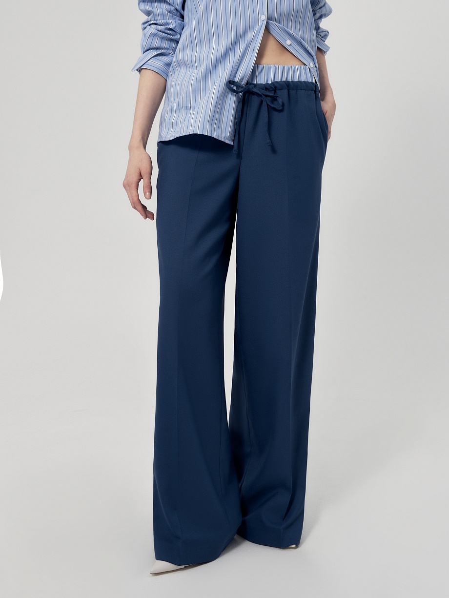 Широкие брюки на резинке и кулисе