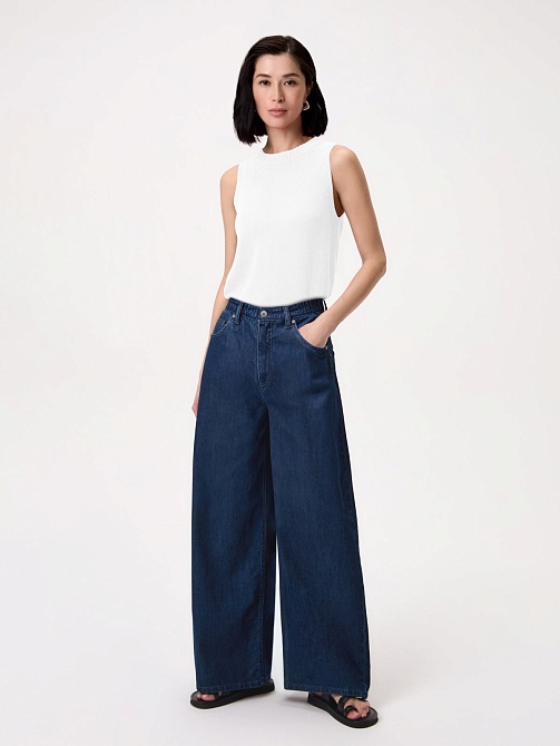 Широкие джинсы из 100% хлопка на эластичном поясе