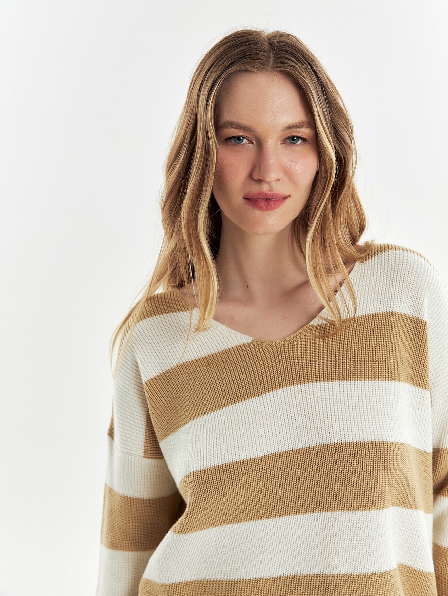 Джемпер в широкую полоску из вискозы и хлопка