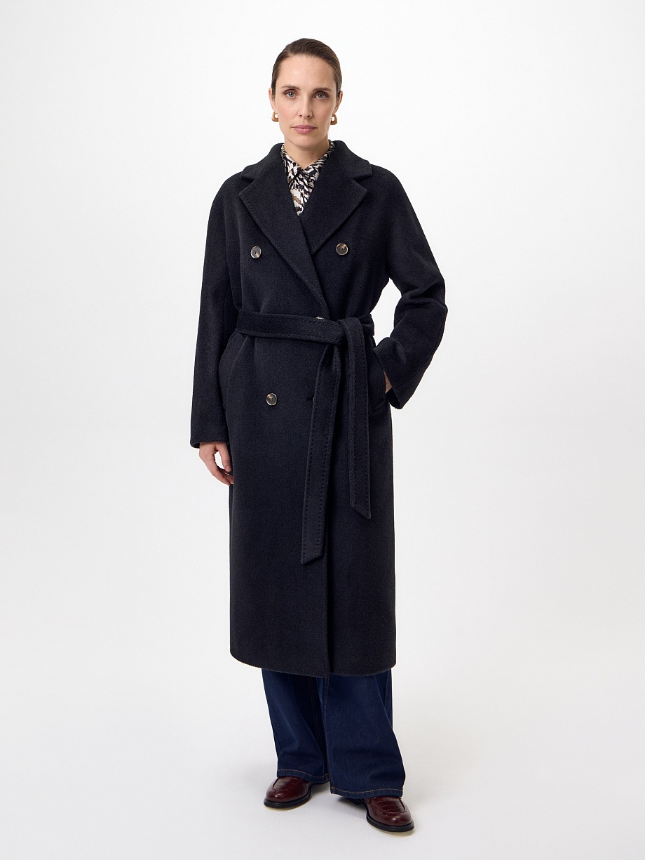 Пальто из шерсти и шелка с мембраной и утеплённой спинкой