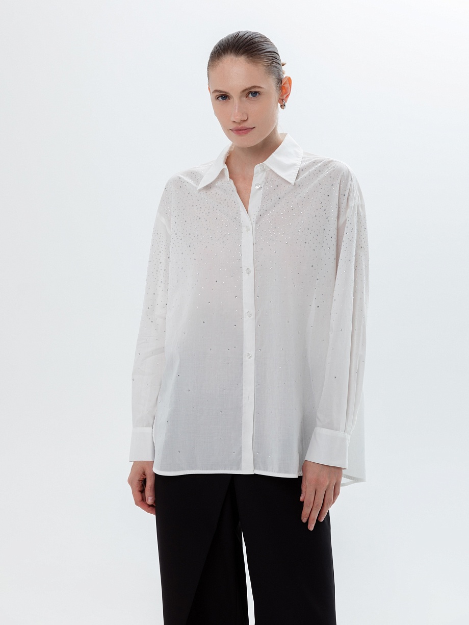 Блуза из 100% хлопка со стразами