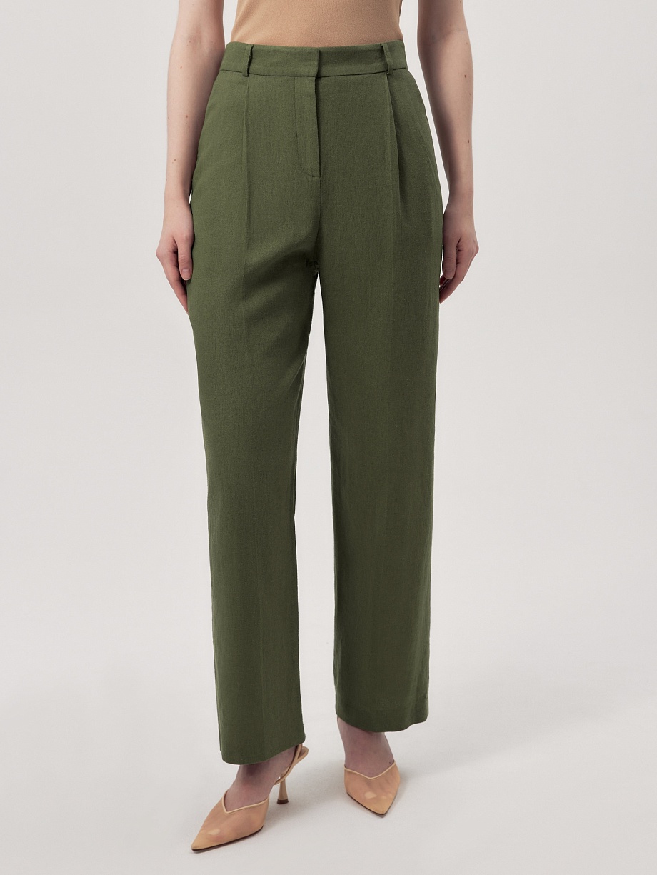 Классические прямые брюки с добавлением льна