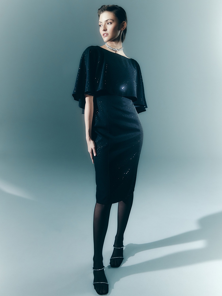 Шифоновое платье с металлизированным принтом