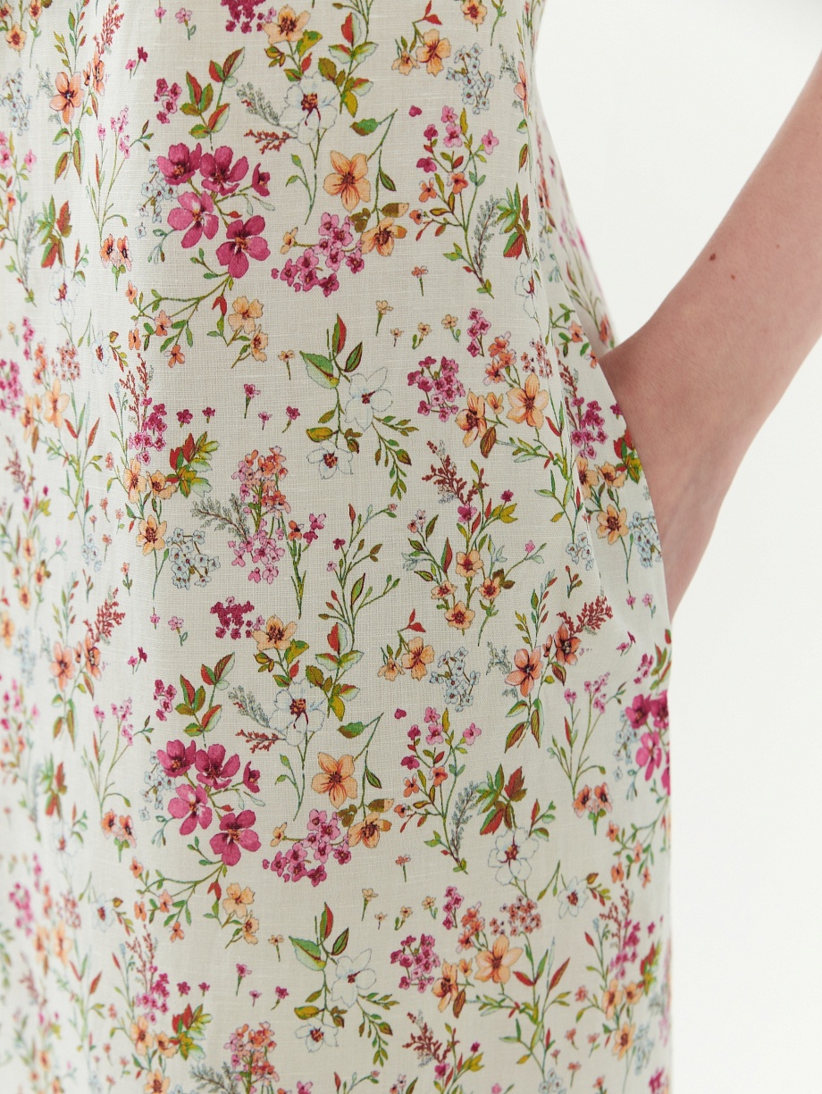 Платье из хлопка и льна с открытой спиной