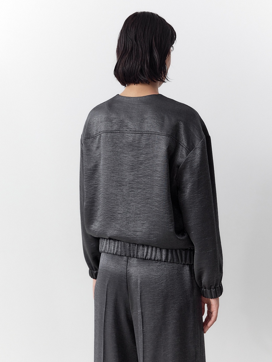 Бомбер из вискозной костюмной ткани на молнии