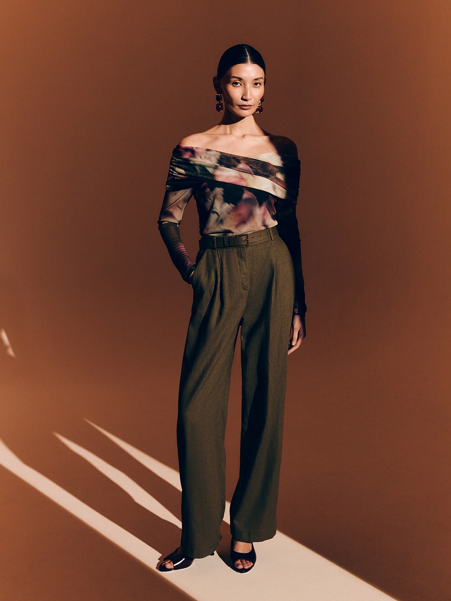 Классические прямые брюки с добавлением льна