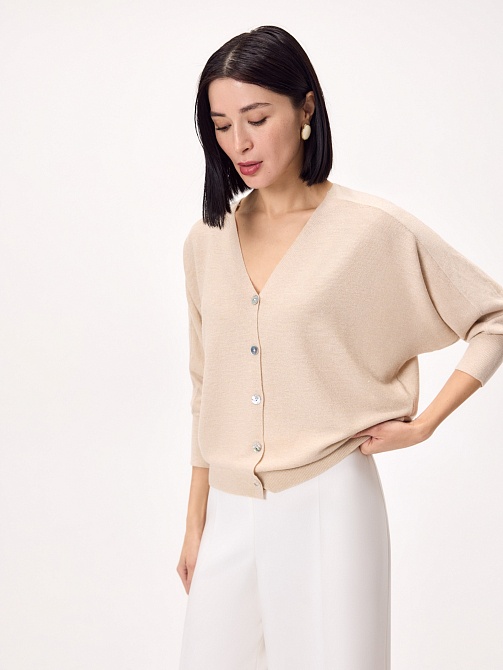 Кардиган из вискозной пряжи с люрексом