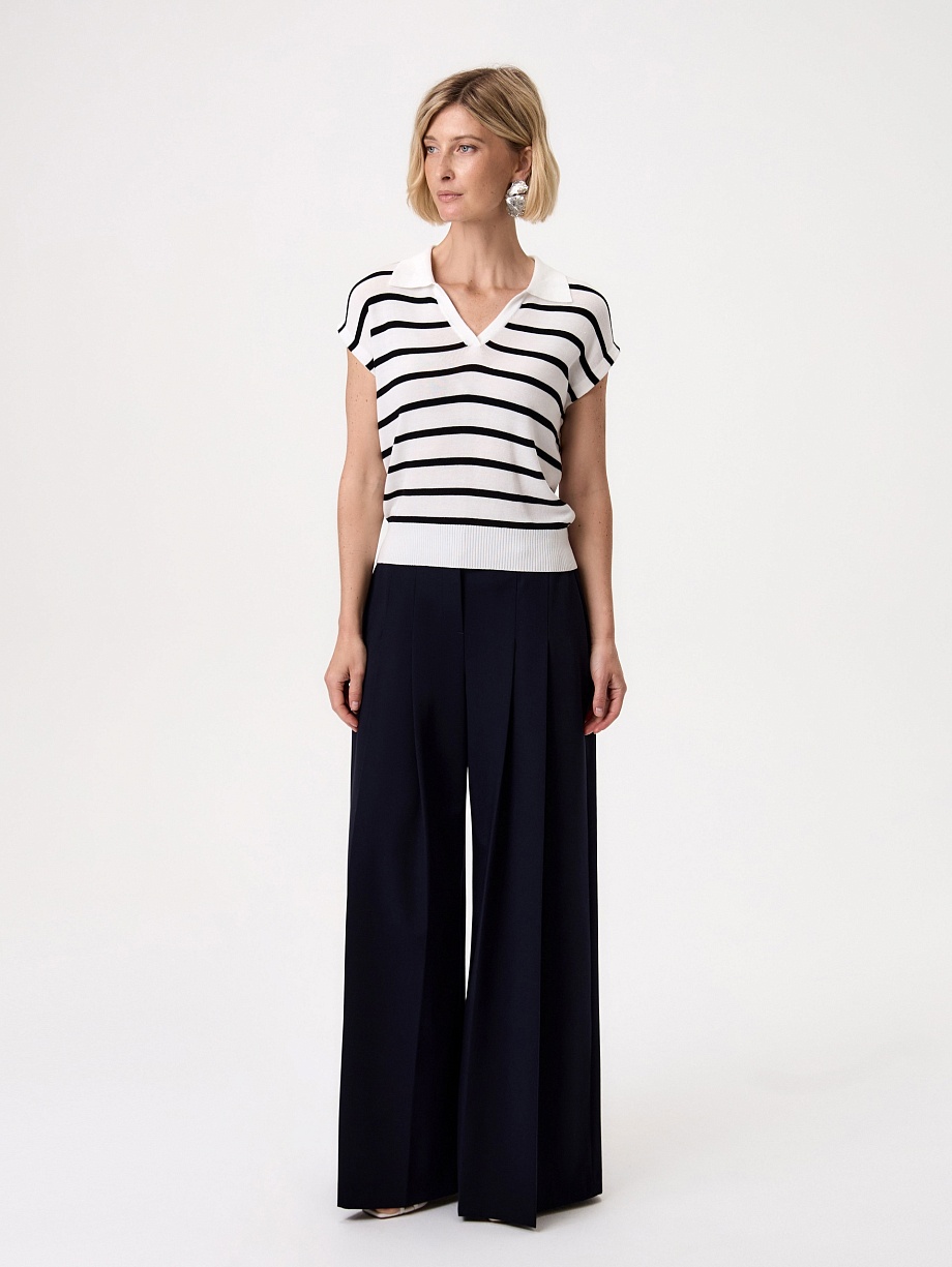 Джемпер-поло из вискозы и шелка