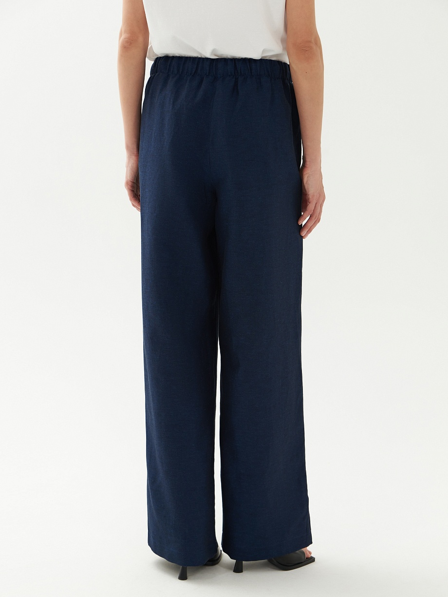 Широкие брюки из хлопка и льна