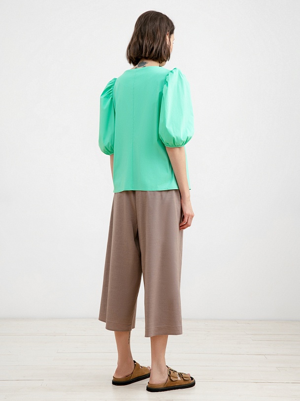 Блузка женская из хлопка с рукавами-фонариками