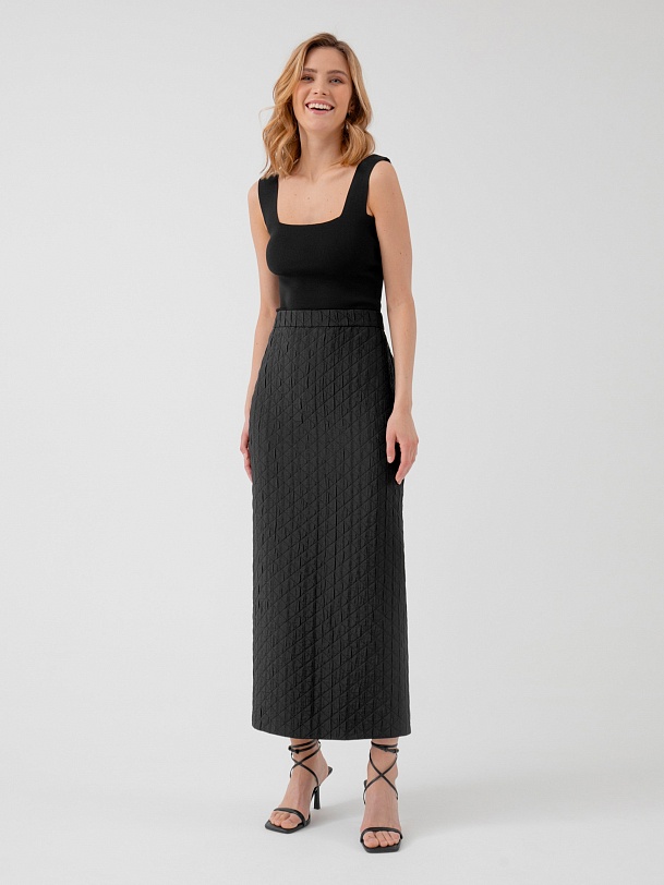 Прямая юбка макси из стеганой ткани