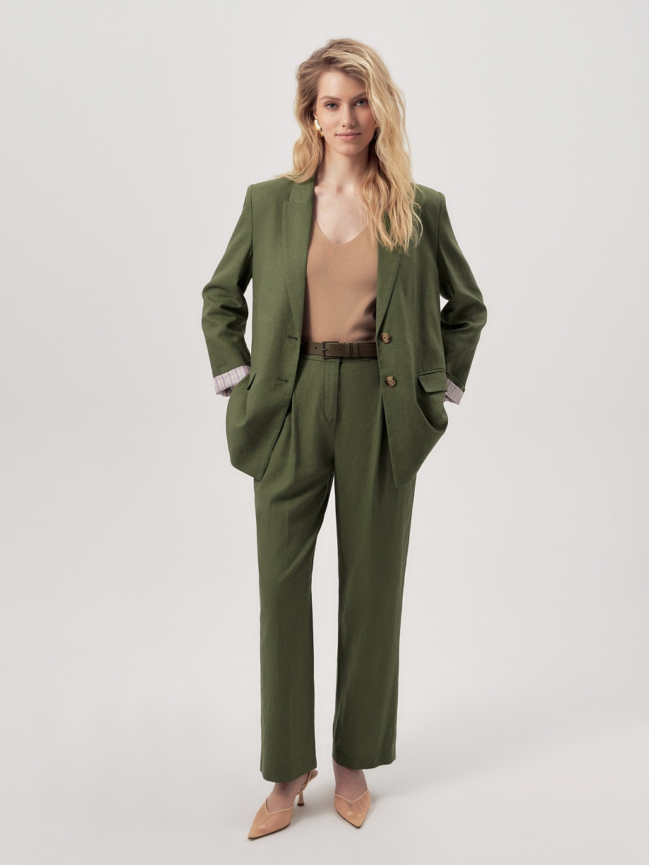 Классические прямые брюки с добавлением льна