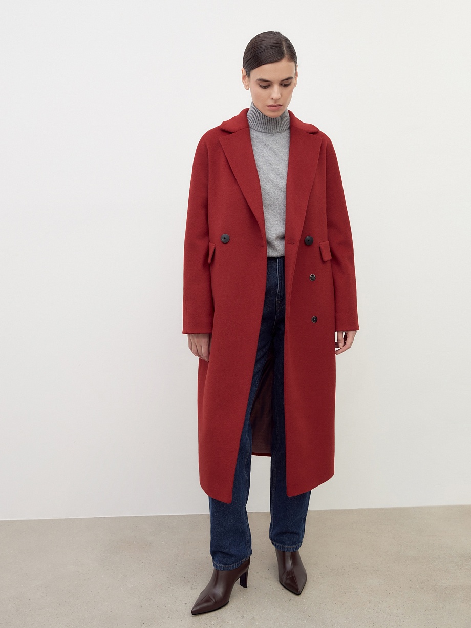 Шерстяное пальто с мембраной и утеплённой спинкой