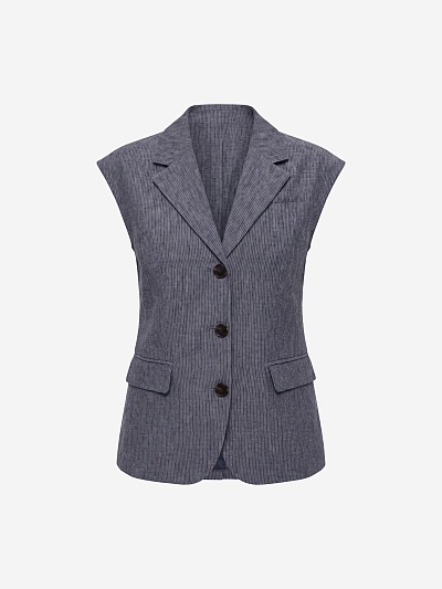 Приталенный жилет из премиального 100% льна POMPA