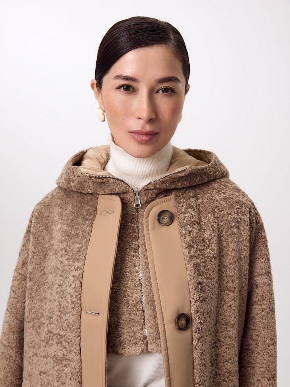 Двусторонняя зимняя экошуба со съёмным капюшоном POMPA арт.1014491p60807