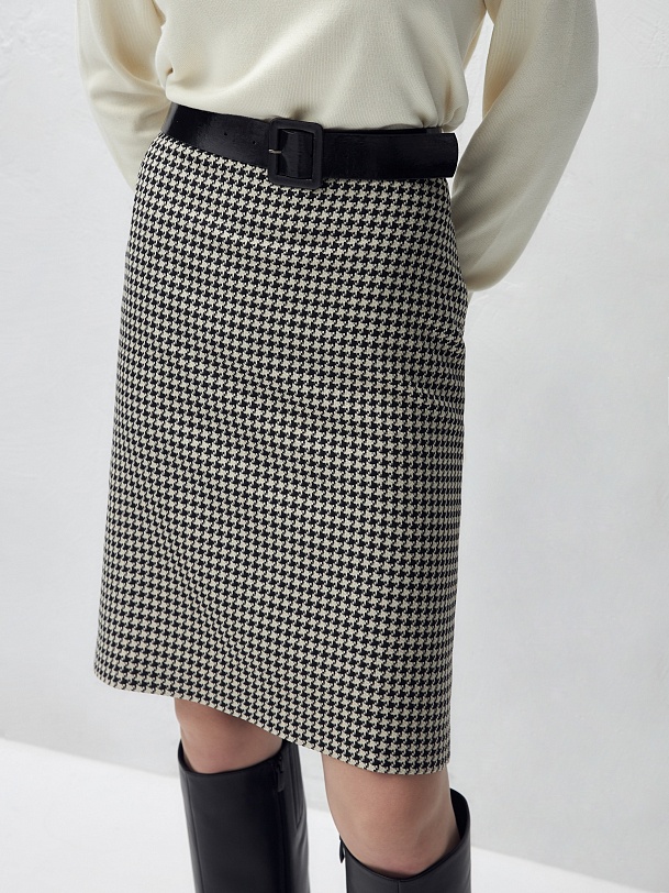 Юбка из костюмной ткани в принте "гусиная лапка"