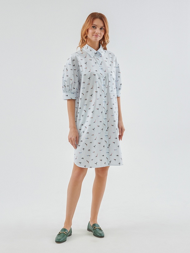 Платье-рубашка свободного кроя из 100% хлопка