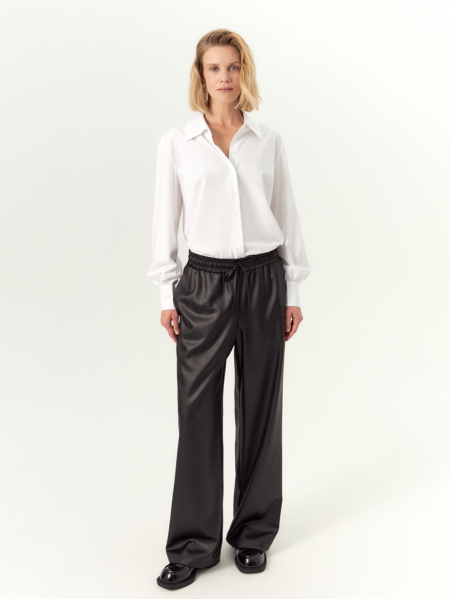 Брюки из фактурного атласа