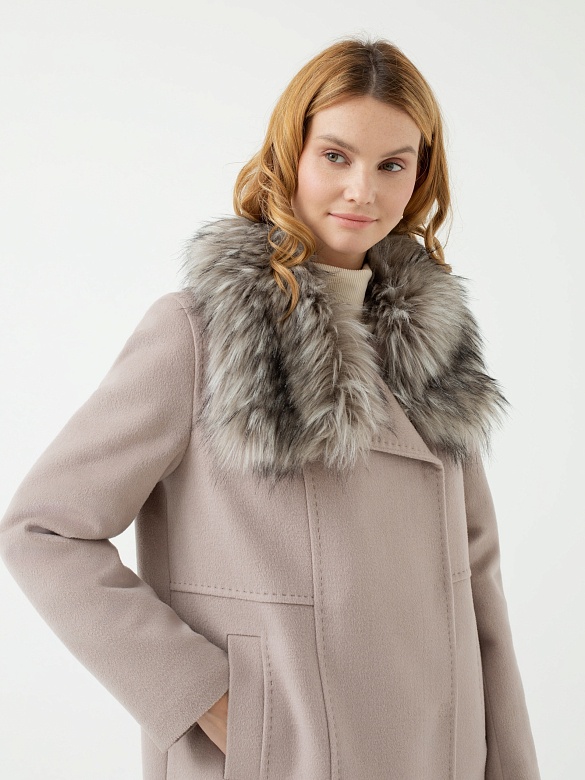 Пальто зимнее утепленное с меховым воротником POMPA арт.1013771p60216