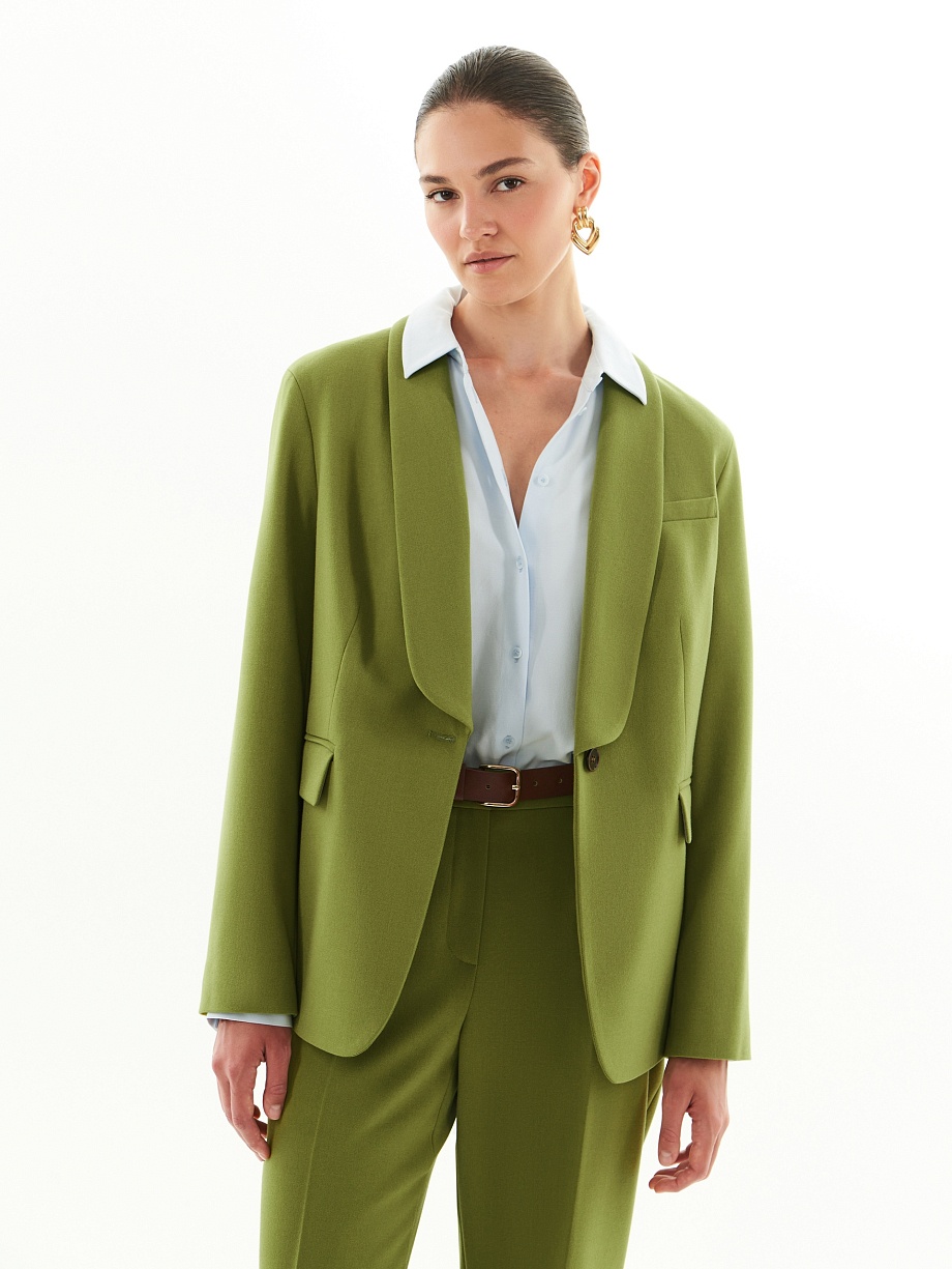 Жакет из костюмной ткани с воротником шалька