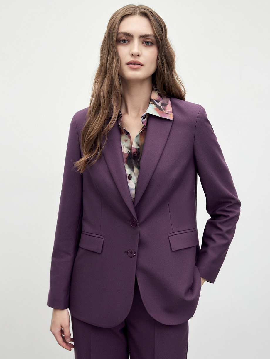 Прямой однобортный удлиненный жакет 