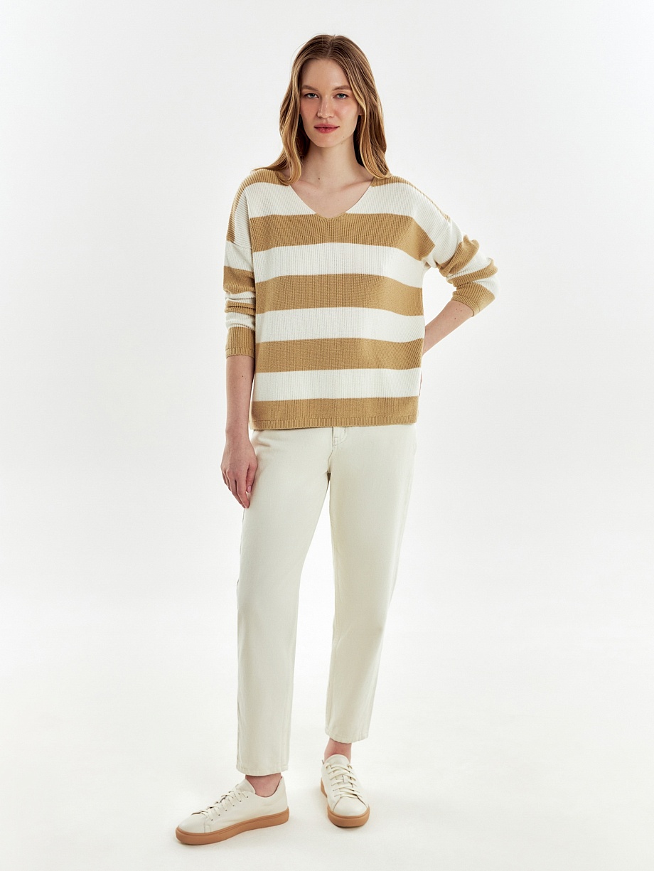 Джемпер в широкую полоску из вискозы и хлопка