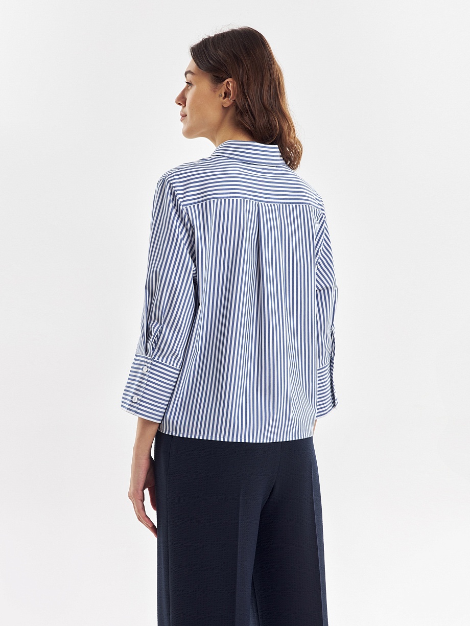 Свободная рубашка в полоску с укороченным рукавом