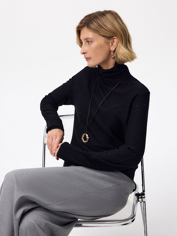 Водолазка из шерсти мериноса с микропайетками